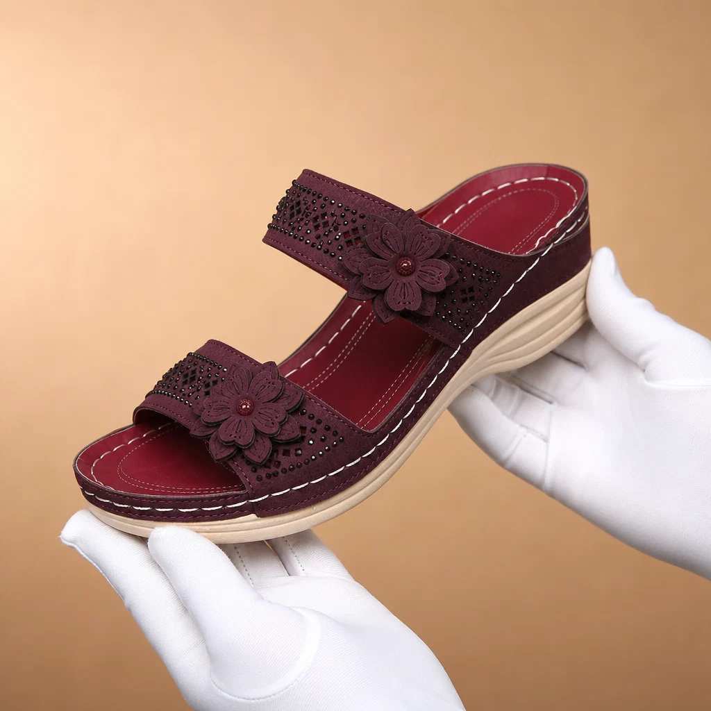 Mules Compensées Fleuries